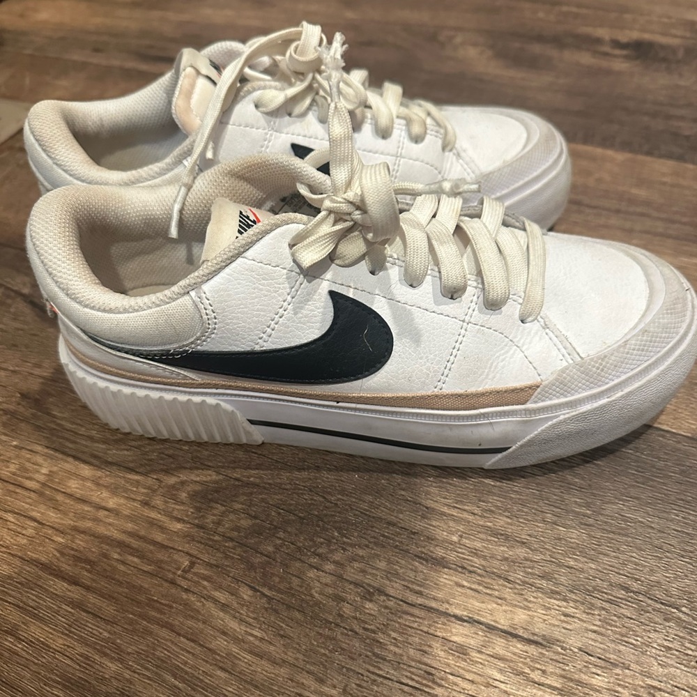 White Sneakers with Black Swoosh